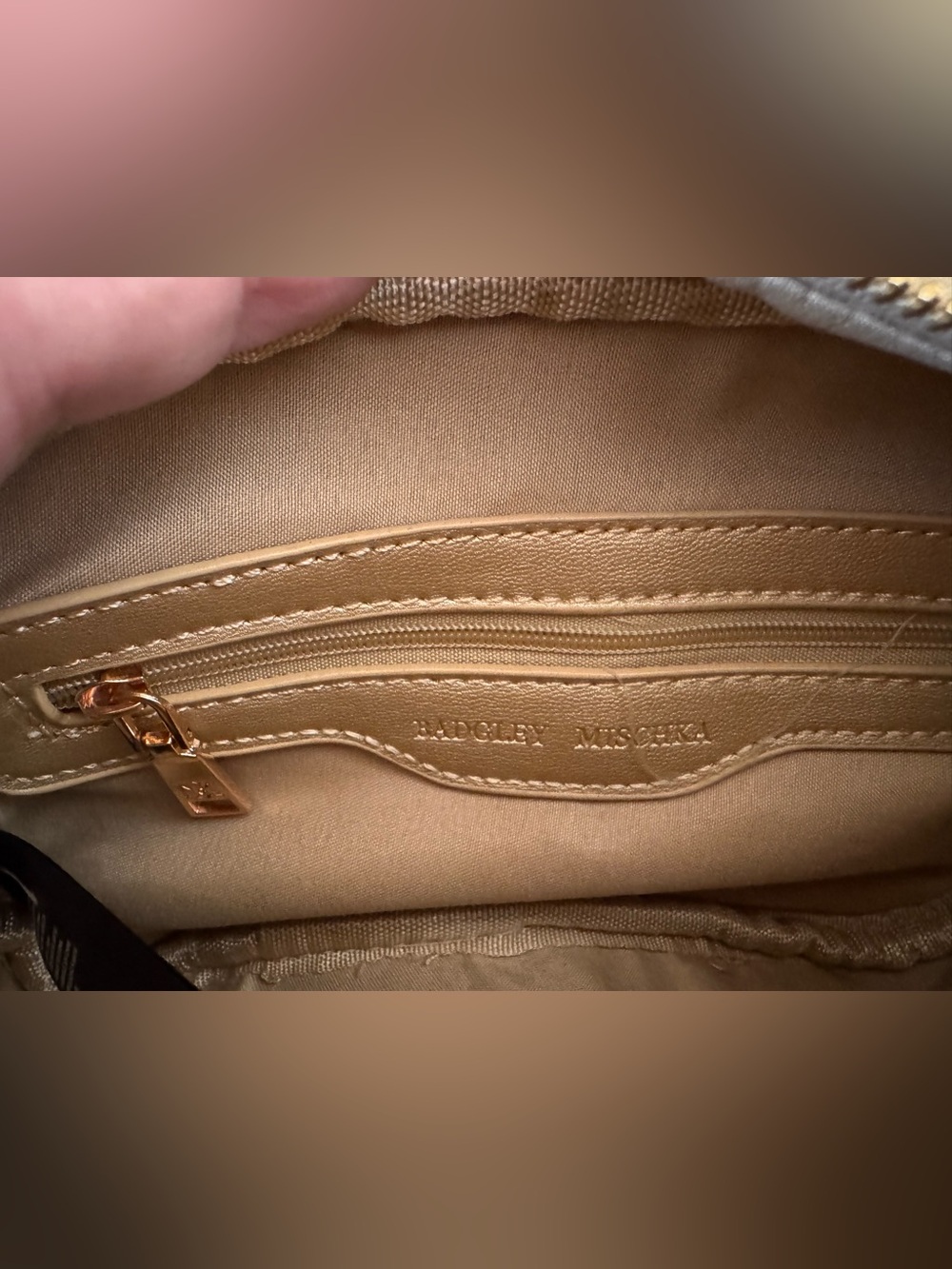 Badgley Mischka Metallic Gold Quilted Crossbody with Chain Strap - Picture 5 of 6